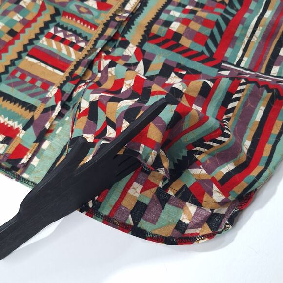 Vintage Stage West 90s Geometric Print Button Western Shirt Mens Med/Womens Lg - Picture 8 of 11